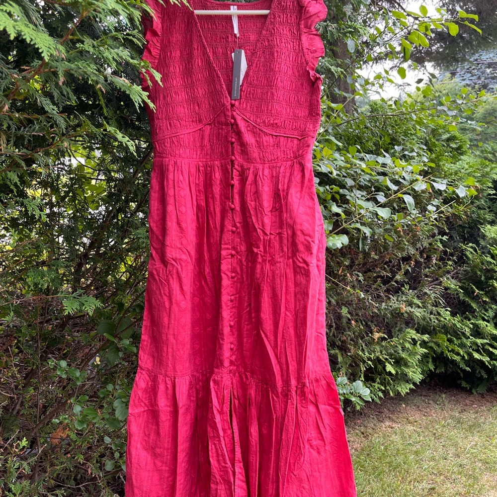 Anthropologie Vibrant Red Maxi Dress